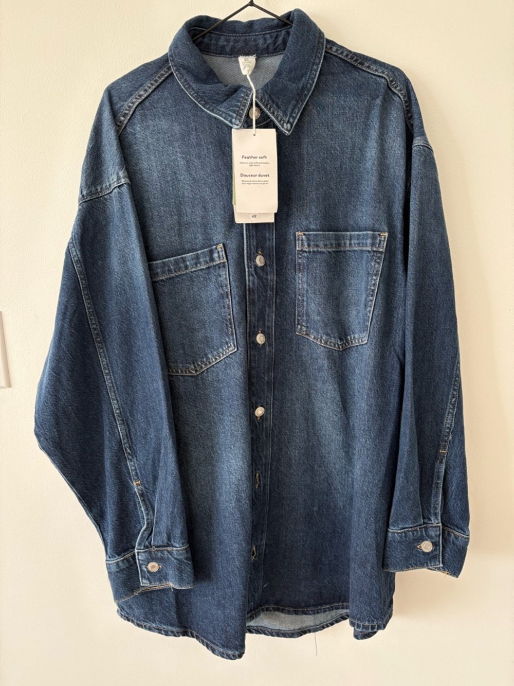 NWT H&M Oversized Dark Blue Denim Button-Down Shirt